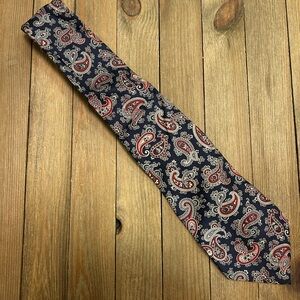 Oscar de la Renta Couture Paisley Tie Navy Red Vintage WPL 4077 Men’s Neck Tie